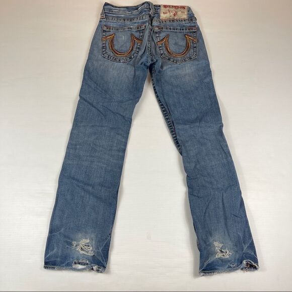 True Religion Rainbow Bobby Destroyed Distressed Jeans Mens 30x33 Denim - Picture 5 of 13